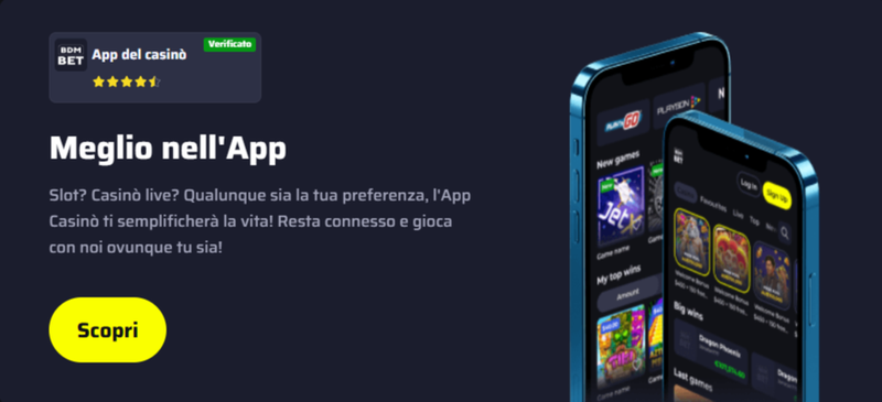 App ufficiale BDMBet Casino per smartphone