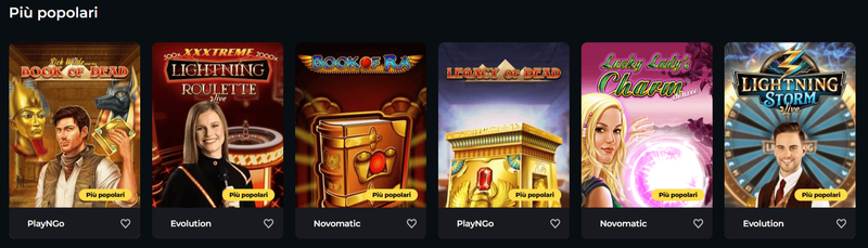 Slot machine più giocate su Boomerang Casino come Book of Dead, Book of Ra e Lucky Lady’s Charm